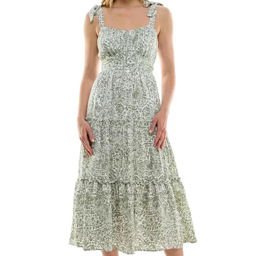 Green Tiered Midi Dress